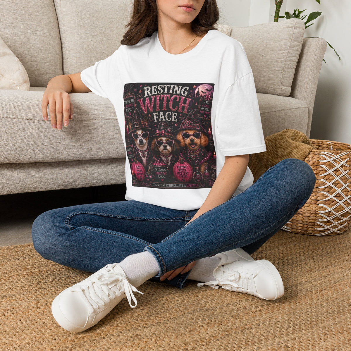 Resting Witch Face | Diva Dogs™ Halloween T-Shirt | Funny Witch Dog Shirt | Glam Halloween Dog Lover Tee | Dog Mom Gift