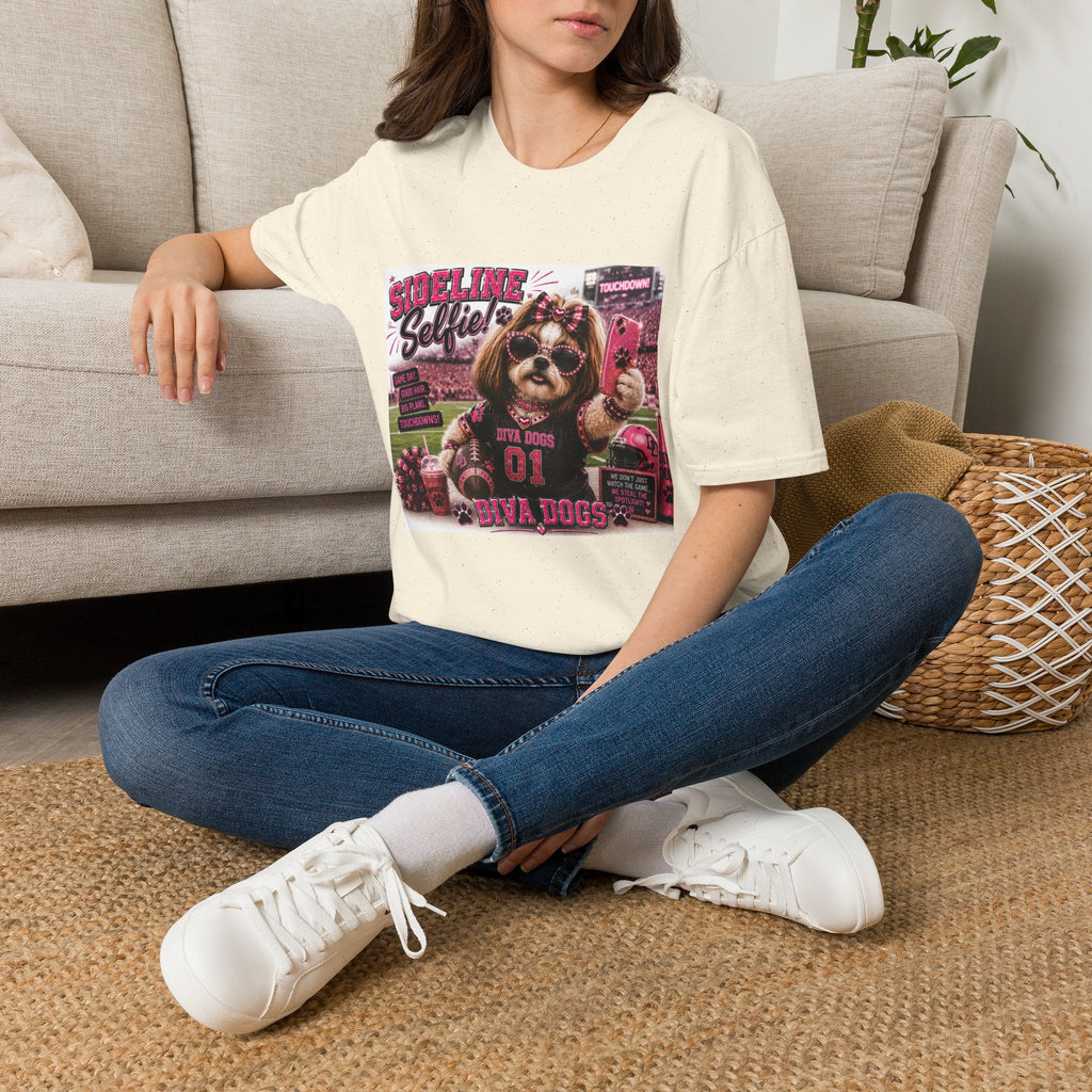 Sideline Selfie!™ | Diva Dogs™ | Funny Football Dog Lover T-Shirt | Glam Game Day Selfie Tee