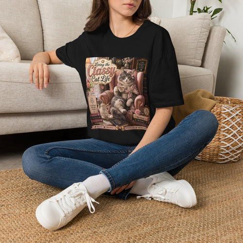 Classy Cat Life T‑Shirt — "Living the Classy Cat Life" Vintage Cat Lover Tee