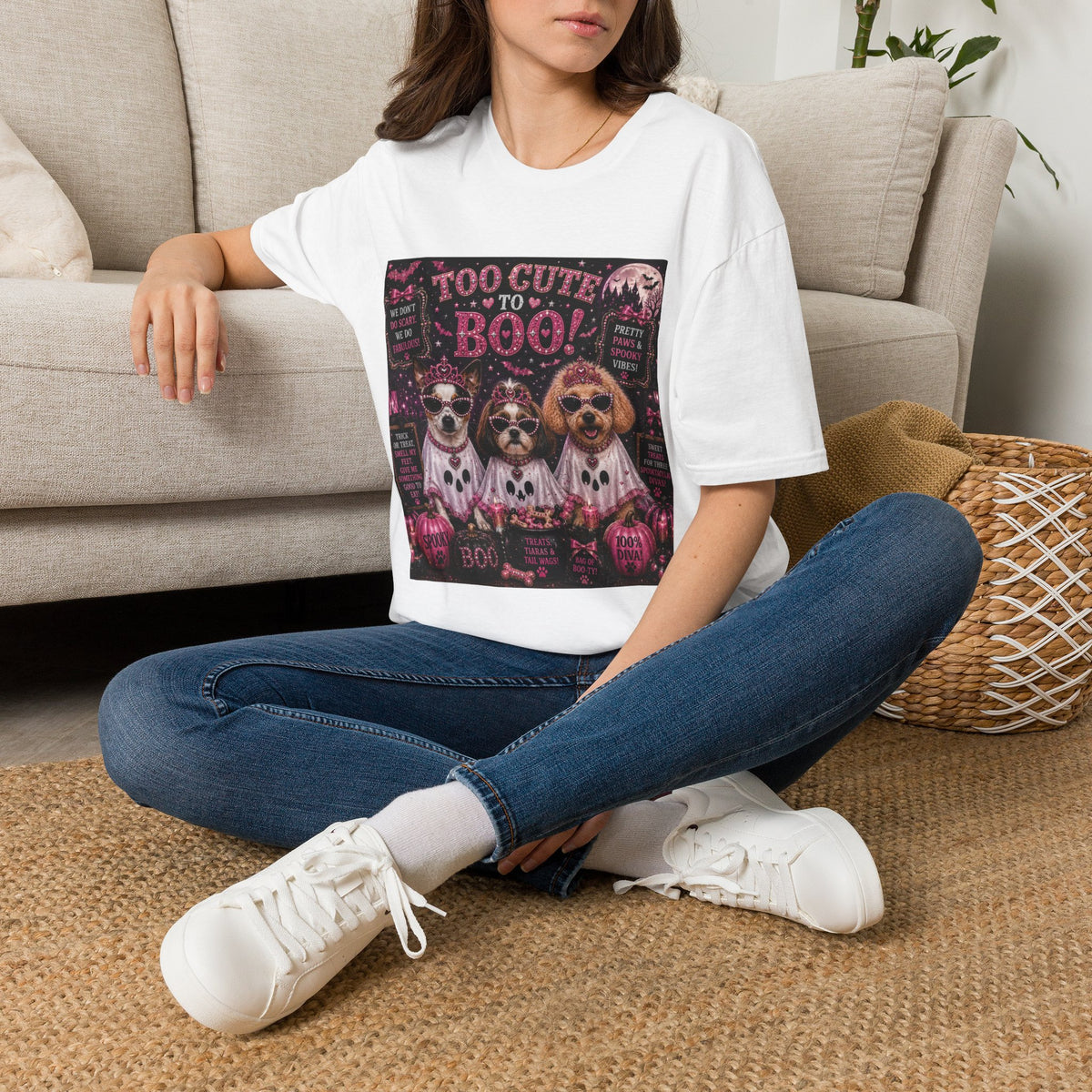 Too Cute to Boo! | Diva Dogs™ Halloween T-Shirt | Cute Ghost Dog Shirt | Funny Halloween Dog Lover Tee | Dog Mom Gift | Glam Halloween Apparel