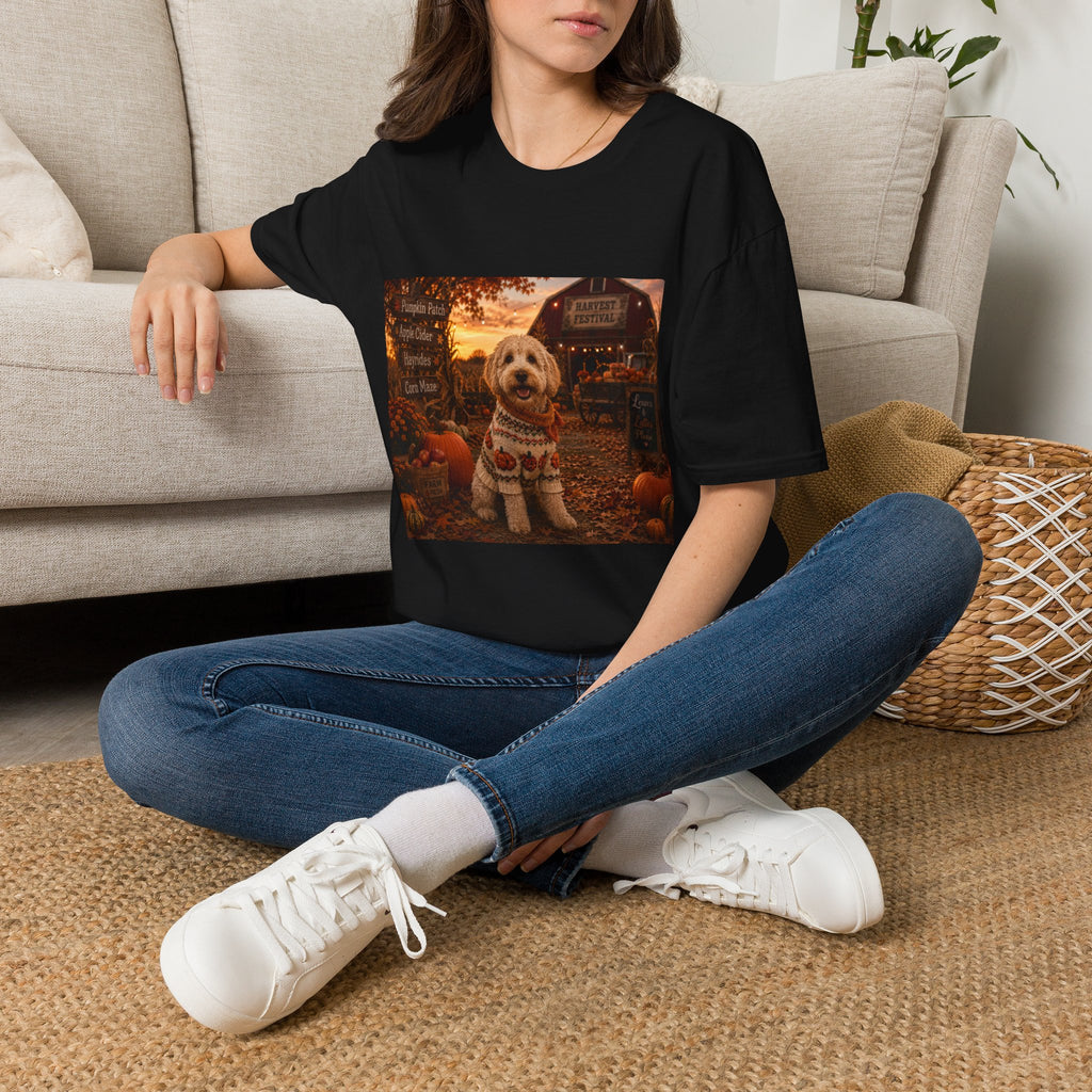 Leaves & Lattes Please | Maddie's Harvest Festival™ | Cozy Fall Dog Lover T-Shirt | Autumn Farmhouse Shirt