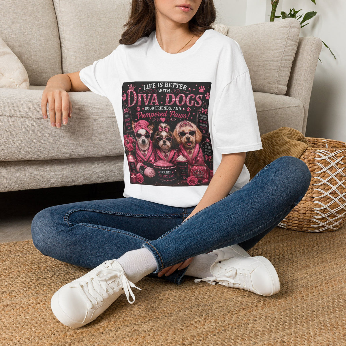 Life Is Better with Diva Dogs, Good Friends & Pampered Paws! | Diva Dogs™ Spa Day T-Shirt | Cute Dog Lover Shirt | Dog Mom Gift | Glam Pet Tee