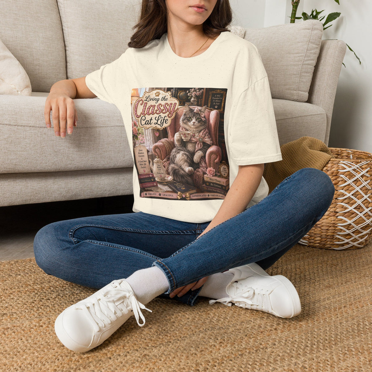 Classy Cat Life T‑Shirt — "Living the Classy Cat Life" Vintage Cat Lover Tee