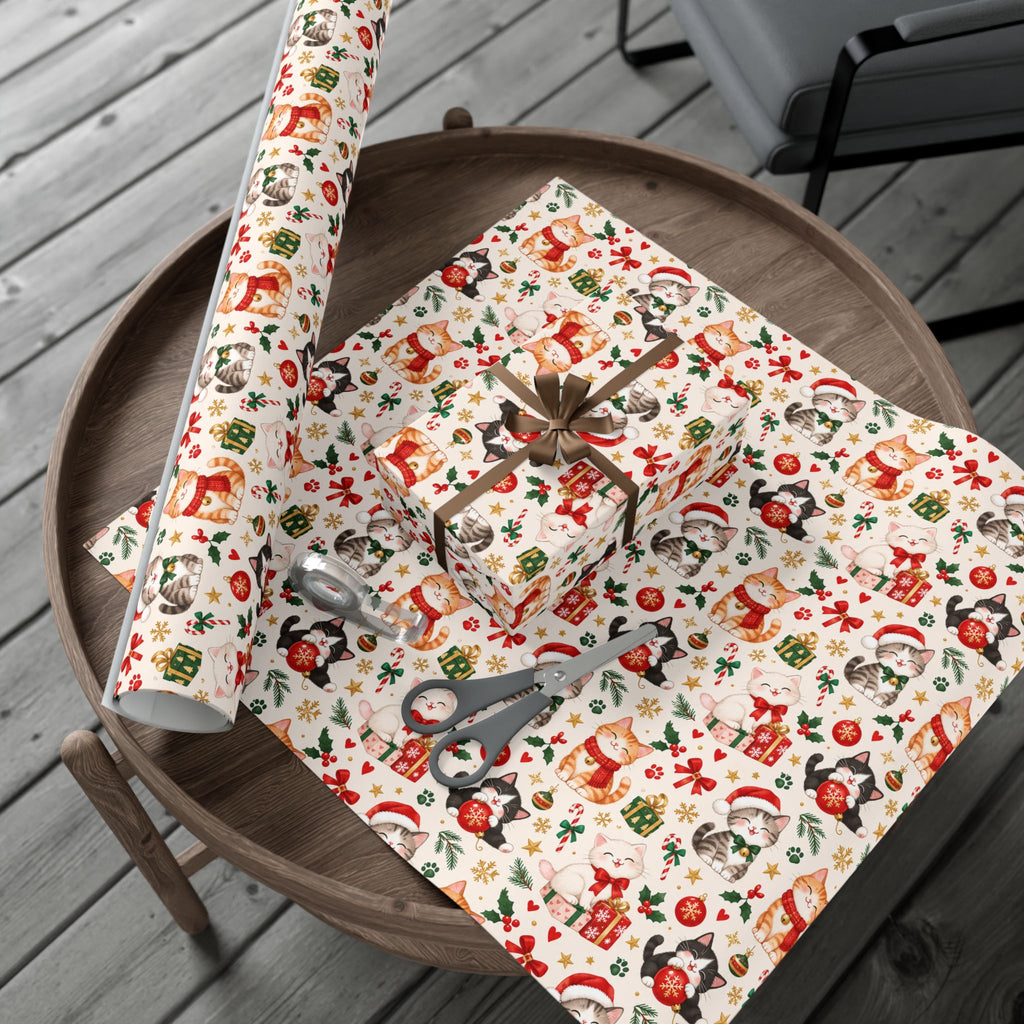 Christmas Cat Gift Wrap Paper - Cute Holiday Cats & Presents Wrapping Paper