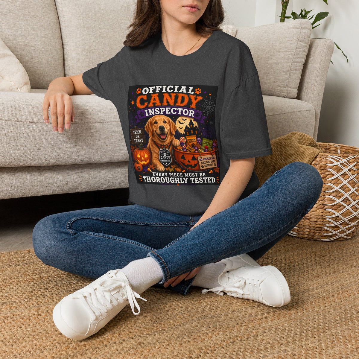 Funny Halloween Dog Shirt – Official Candy Inspector | Cute Dog Lover T-Shirt | Halloween Graphic Tee | Fall Pumpkin Shirt | Dog Mom Gift