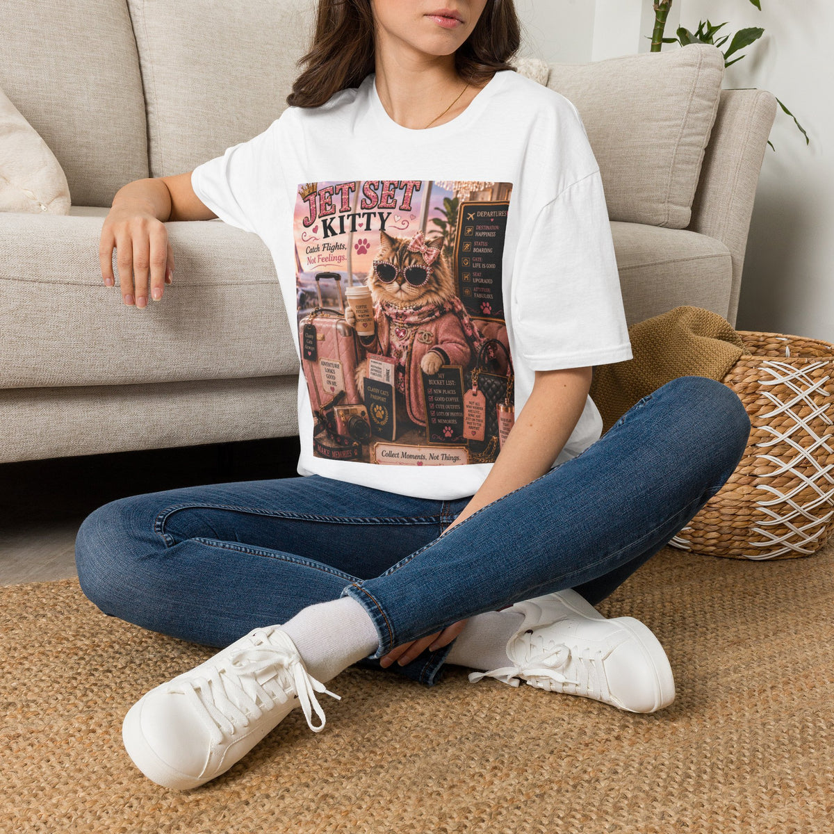 Jet Set Kitty | Classy Cats™ T-Shirt | Funny Travel Cat Shirt | Cat Mom Gift | Vacation Lover Tee | Travel Apparel